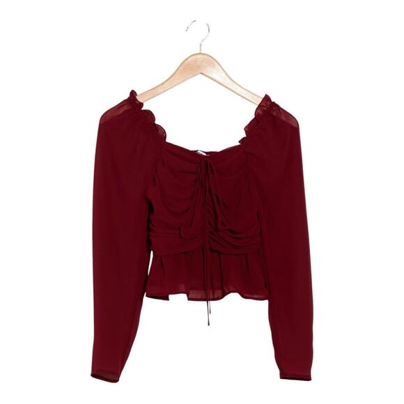 VIGOSS Ruffle Chiffon Top in Cherry Size Medium NEW - Picture 15 of 15